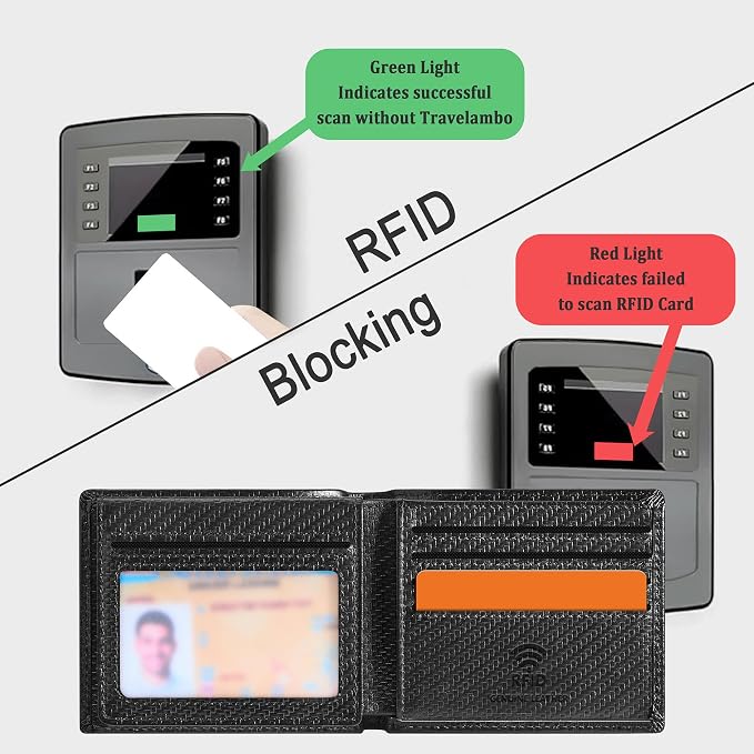 Travelambo Genuine Leather Wallet for Men with Gift Box - Handmade Bifold Stylish - Mens Wallets Rfid Blocking with 2 ID Windows - Image 6