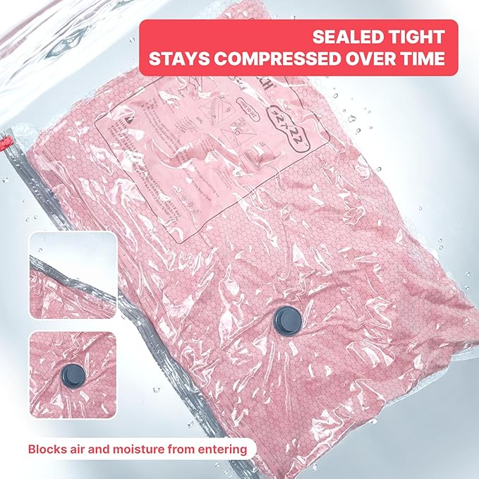 15Pack Travel Vacuum Storage Bags with USB Pump, Carry-On Size Vacuum Seal Bags for Clothing & Luggage, Heavy Duty Reusable Space Saver Compression Bags for Suitcase Packing - Image 2
