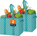 Reusable Grocery Bags 2 Pack, Foldable & Water Resistant Shopping Bags | Large Grocery Tote Bag Water Resistant Shopping Bags Foldable Grocery Bag for Clothes,Shoes and Picnic by WiseLife
