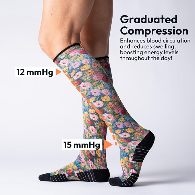 Viasox Compression Socks for Women and Men, Knee High Socks 12-15 mmhg Circulation Support for Flight, Travel, Daily - Image 2