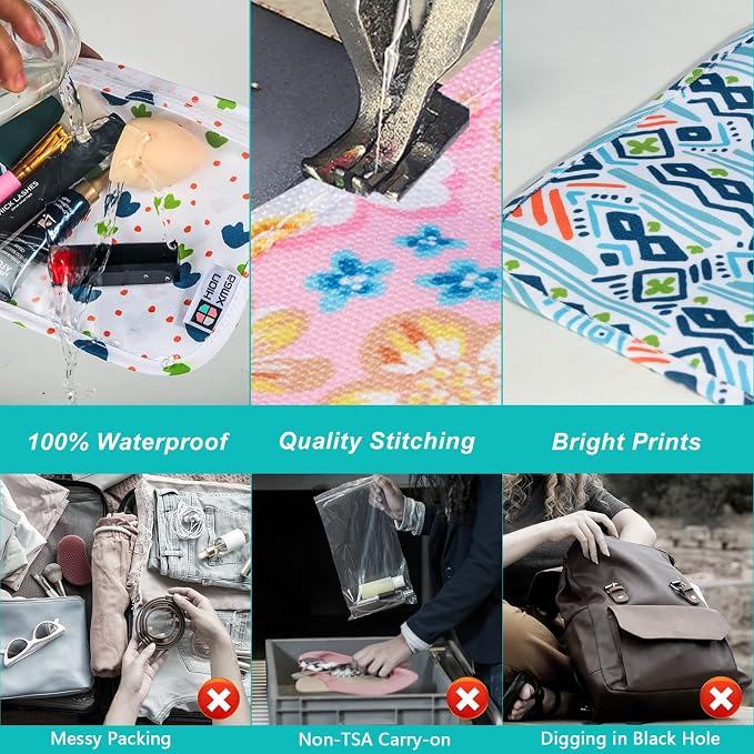 HIONXMGA Set of 3 Clear Travel Toiletry Bag, TSA Approved, Quart Size S/M/L | Clear Front Zipper Pouches Waterproof Cosmetics Bags for Women Kids Toiletries Baby Essentials Well-Organized Carry, Marine - Image 5