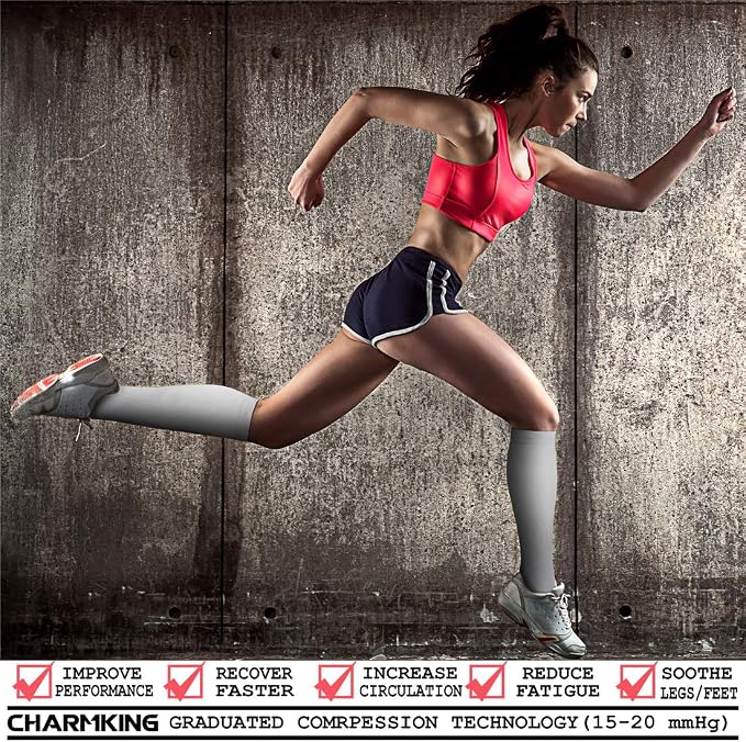CHARMKING Compression Socks for Women & Men, 4 Pairs, Travel Nurse Athlete | Graduated 10-15mmHg compression, soft stretch fabric, boost blood circulation, relieve leg swelling, ideal for travel, nurses - Image 2