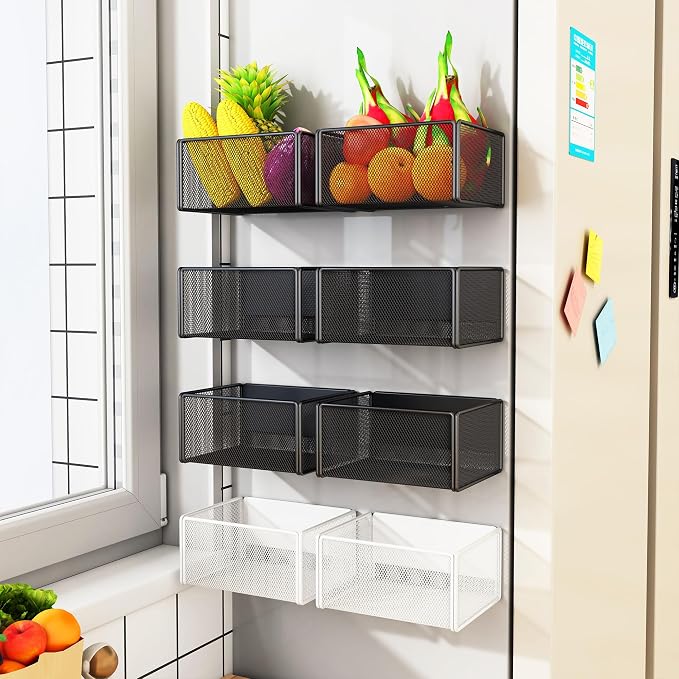 Magnetic Shelf Fridge Basket Bin for Washer Dryer Locker Whiteboard Cabinet | No Drilling No Assembly, Reusable Magnet Organizer Kitchen Laundry Storage Rack Container Holder Home Office Classroom - Image 5