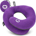 BCOZZY Travel Neck Pillow for Airplane– Patented Double Support for Head, Neck, and Chin. Best for Long Flights, Plane Sleeping, and Car Rides. Adjustable Size. Washable. Carry Bag. Large, Purple by BCOZZY
