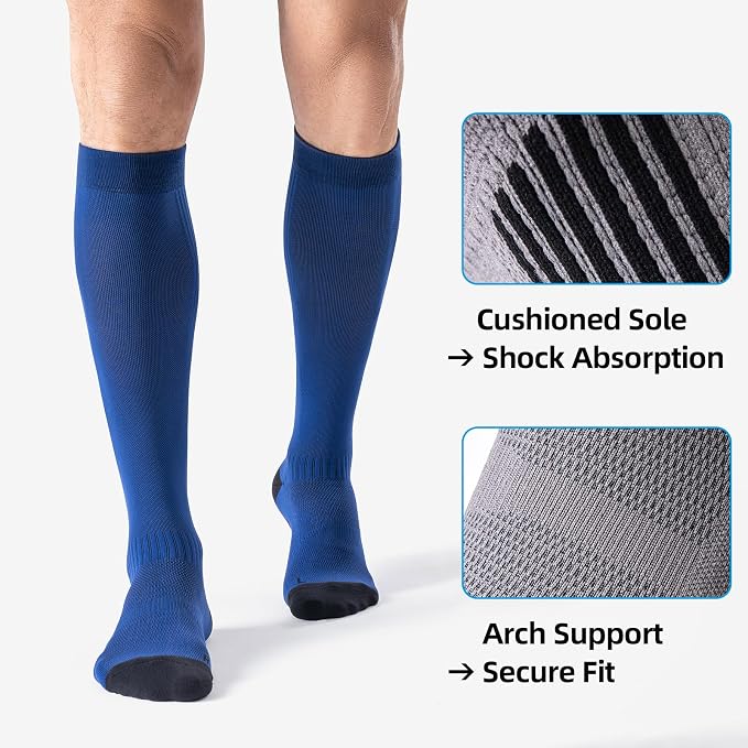 3 Pairs Easy On/Off Compression Socks - 15-20 mmHg Moderate Support Socks with Cushioned Sole and Seamless Toe - Image 4