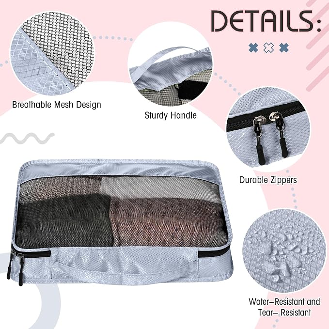 5 Pcs Packing Cubes for Suitcase Large Travel Cubes Carry on Luggage Organizer Bags for Clothes Accessories(Mixed,Morandi) - Image 3