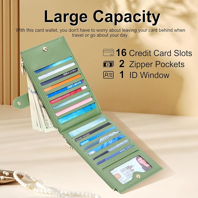 Travelambo Leather Wallets for Women Slim RFID Blocking Bifold Credit Card Holder Wallet - Image 3