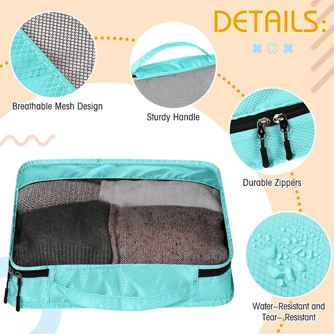 5 Pcs Packing Cubes for Suitcase Large Travel Cubes Carry on Luggage Organizer Bags for Clothes Accessories(Mixed,Pastel) - Image 3