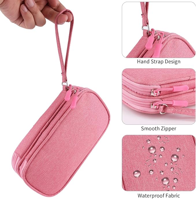 Travel Cable Organizer,Electronics Accessories Organizer Bag,for Charger, Phone, memory card,Travel Gadget Bag-Pink - Image 4