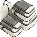 BAGAIL 4 Set/6 Set/8 Set Compression Packing Cubes Travel Accessories Expandable Packing Organizers (Half Mesh, 6-Beige) by BAGAIL