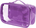 Small Clear Travel Packing Cube/See Through PVC Plastic Pouch for Carry On Suitcase, Backpack or Diaper Bag/Transparent Multipurpose Accessories, Makeup & Underwear Organizer w/Handle (Purple) by EzPacking