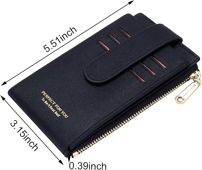 Badiya Slim Women Wallet RFID Blocking Bifold Compact 9 Card Slots Holder Wallets Soft Leather with Zipper Coin Pocket 2 ID Window - Image 2