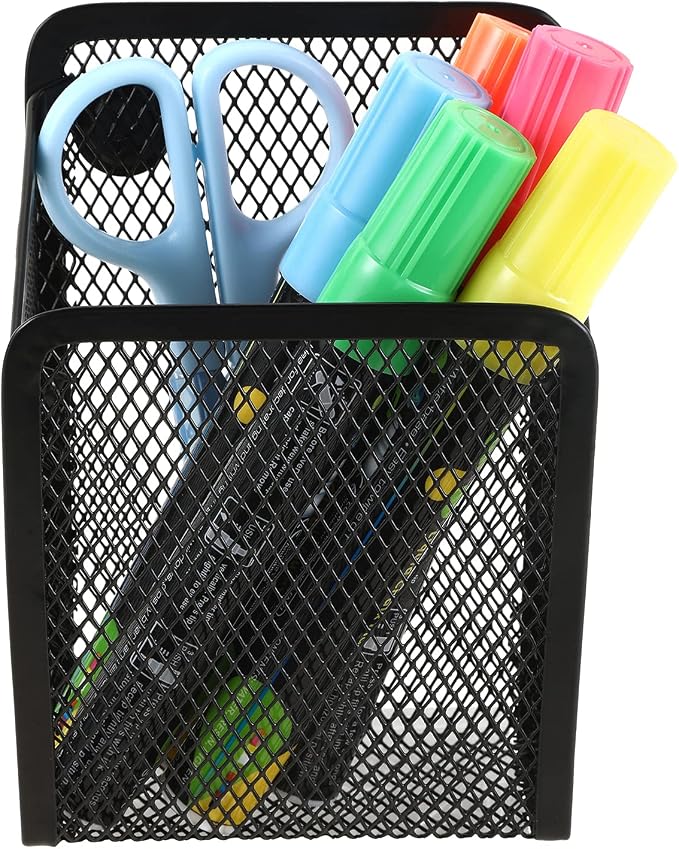 Magnetic Pencil Holder,Mesh Stainless Steel Pen Basket, Metal Writing Utensil Storage Organizer for Whiteboard,Blackboard,Kitchen, Locker, Home, or Office | Metal Writing Utensil Storage Organizer for Whiteboard,Blackboard,Kitchen, Locker, Home, or Office - Image 5