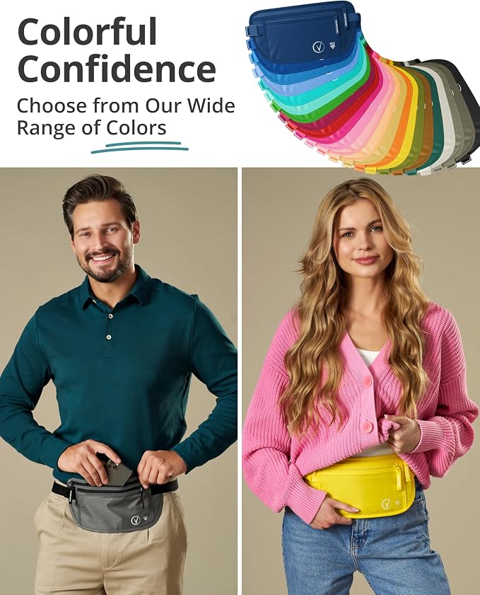 Vantamo Money Belt with RFID For Men & Women, Hidden Passport Holder for Travel, 2 Compartment Travel Fanny Pack for Women Anti Theft - Image 6