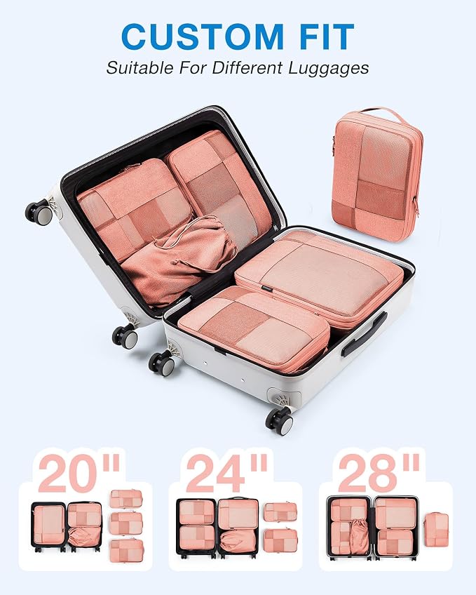 BAGSMART Compression Packing Cubes for Travel, 6 Set Luggage Organizer Bags | Fits 20/24/28in Carry-On Suitcases, Compressible Bags Streamline Cruise Travel Essentials, Sturdy Handles, Machine Washable - Image 3