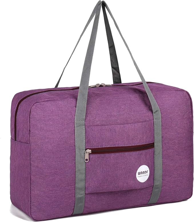 WANDF Personal Item Travel Bag, Carry On Duffle Bag Women | 18x14x8 inches, Airline Underseat Aprroved, Weekend Overnight Trips, Lightweight Packable by WANDF