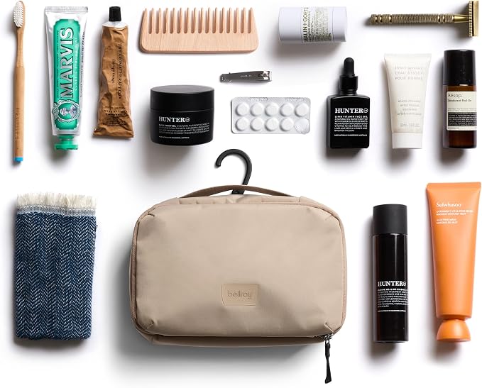 Bellroy Hanging Toiletry Kit 3L, Travel Toiletry Bag - Stone | 3L hanging toiletry bag for men and women, designed for travel - Image 7