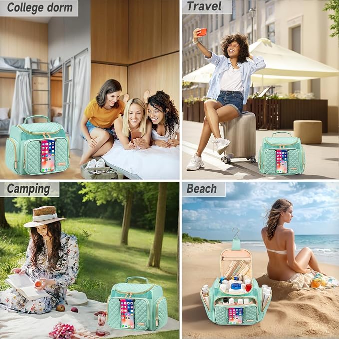 Tealari Large Toiletry Bag for Women Men,Bathroom Bag,Water Resistant Shower Bag,Makeup Bag,Portable Shower Caddy for College Dorm,Hanging Travel Toiletry Bag with Transparent Waterproof Phone Pocket - Image 7