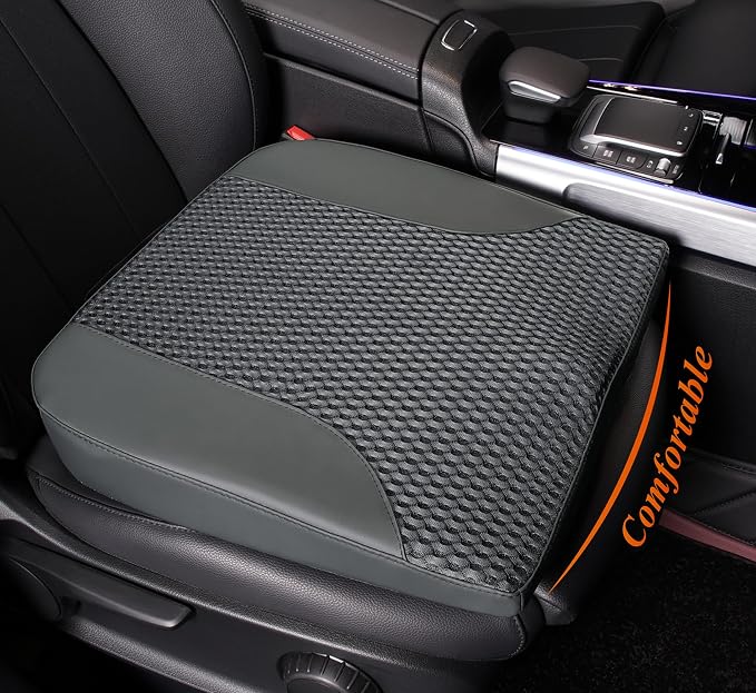 kingphenix Memory Foam Car Seat Cushion for Driving Comfort and Office Use | Coccyx & Lower Back Pressure Relief, Non-Slip 4D Mesh Seat Cushion for Cars, Trucks, SUVs, Long Drives & Office Chairs, Gray by kingphenix