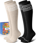 Thick Soft Cotton Compression Socks | 2 Pairs 15-20mmHg Cushioned Soft Breathable Comfortable Knee High Compression Socks for Women Men, Pregnancy Travel Nurse by Lalapapa