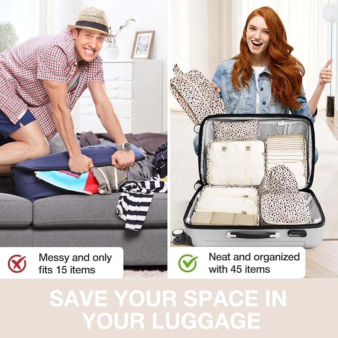 8 Set Packing Cubes for Suitcases, Packing Cube with Shoe, Cosmetics, Clothing, and Accessories Bags Packing Cubes for Travel Luggage Organizer(Leopard) - Image 6