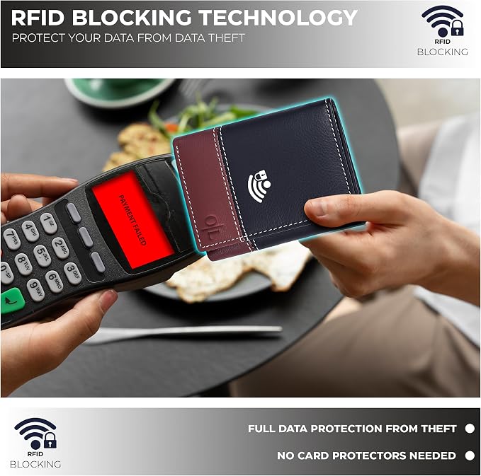 Real Leather Mens Trifold Wallet RFID Blocking Slim Minimalist Front Pocket - Thin & Stylish with ID Window in Gift Box - Image 4