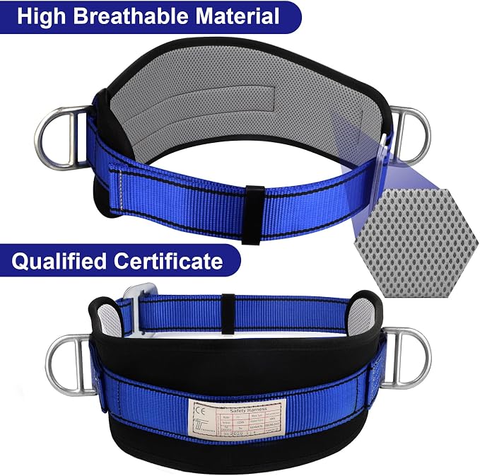 Trsmima Safety Climbing Harness Belt - Positioning Climbing Belt with Waist Pad and 2 D Rings, Personal Portable Safety Belt Kit Protective Equipment | Waist Pad Personal Portable Safety Belt Kit Protective Equipment - Image 4