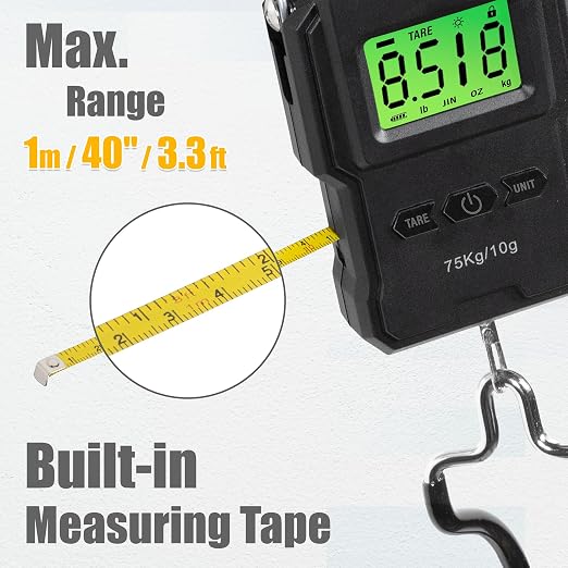 CyclingDeal Backlit LCD Display Digital Bike Scale - Electronic Balance with Double Hanging Hook Measures in kg, lbs, jin, oz - More Stable & Accurate - Max. Load Capacity 165lbs with Measuring Tape - Image 3
