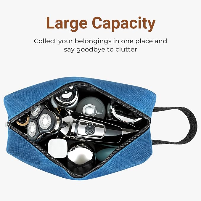 Elviros Travel Toiletry Bag for Women and Men,Lightweight Makeup Bag Hanging Dopp Kit with Shaving Compartment Cosmetic Organizer Small Tool Bag Travel Essentials,Gifts for Men(Navy Blue) - Image 2