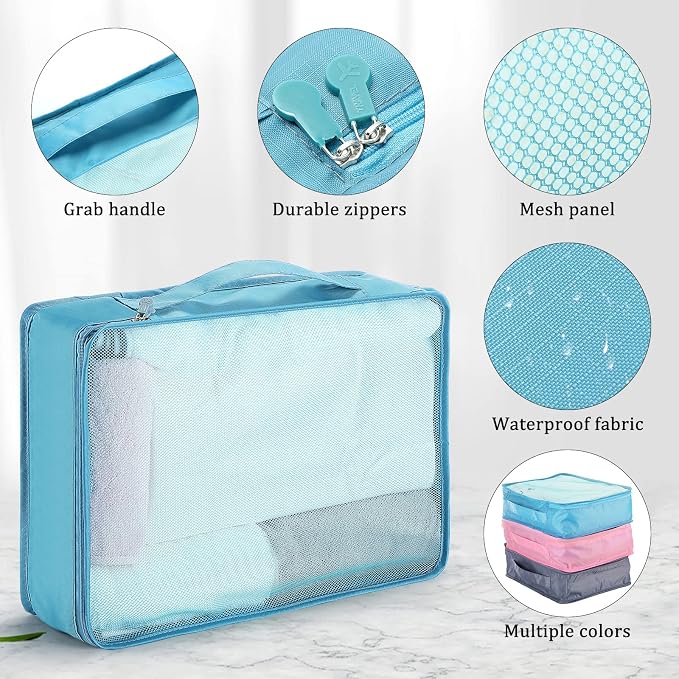 Tudomro 12 Pcs Large Packing Cubes Luggage Organizers for Suitcase Mesh Travel Organizer Bags Travel Packing Organizers for Traveling Camping Hiking - Image 3