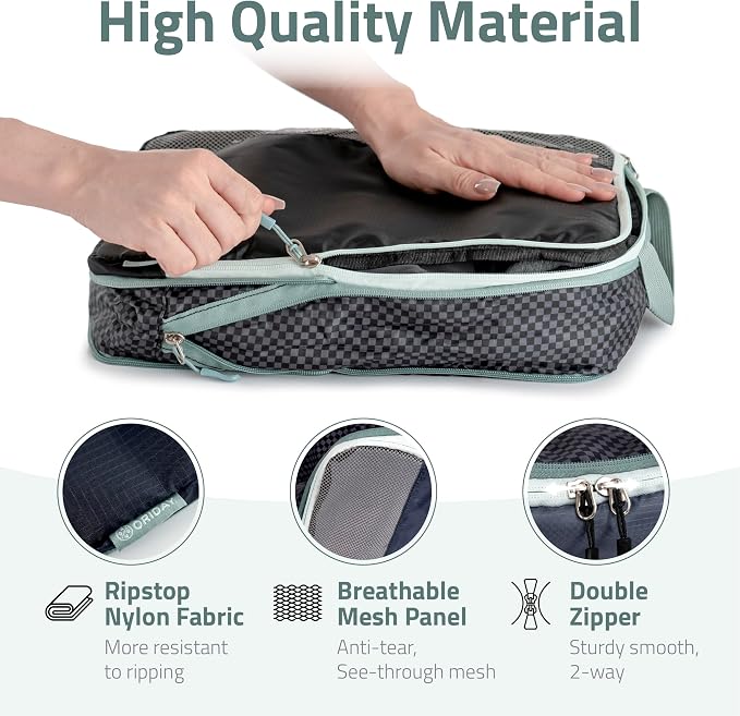 Set of 8 compression packing cubes for travel accessories- Expandable bags for clothing, toiletry, backpacks, organizing essentials (Black & Grey) - Image 5