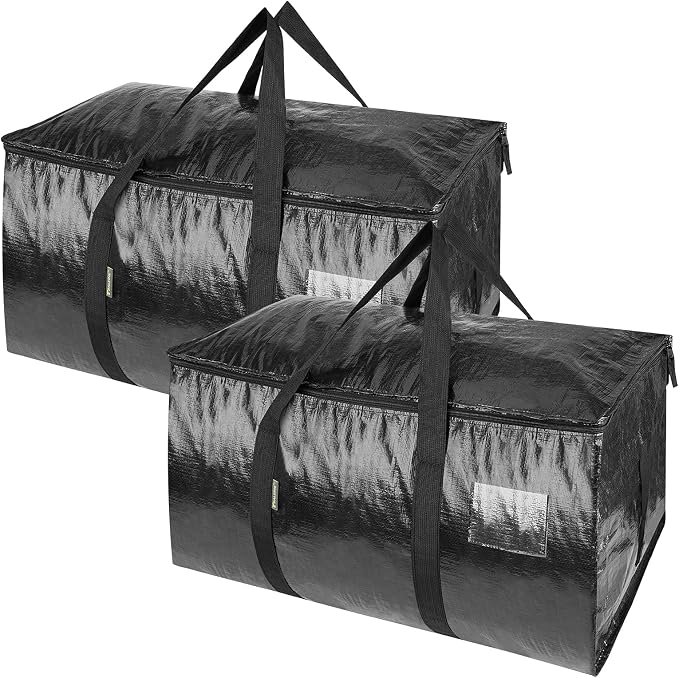 BALEINE 2-Pack Oversized Moving Bags with Reinforced Handles, Heavy-Duty Storage Tote for Clothes, Moving Supplies (Black, 2-Pack) by BALEINE