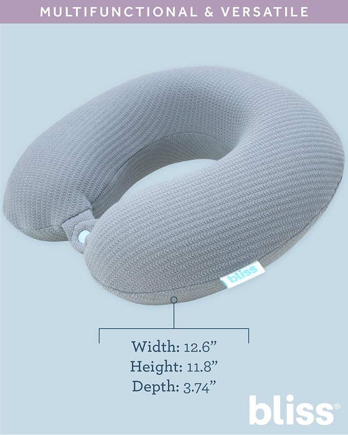 Bliss Neck Pillow Lightweight U-Shaped High Density Memory Foam | Structured Support for Rest on Flights, Car Rides or at the Office, Snap Closure Clips to Your Bag for Easy Carrying - Image 3