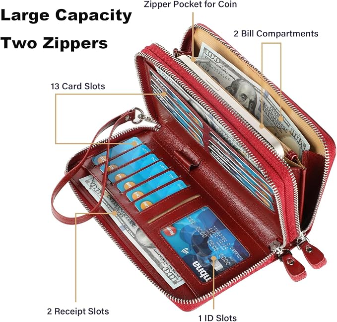 Small Compact Women Wallet RFID Blocking Genuine Leather Bifold Purse with ID Windows - Image 4