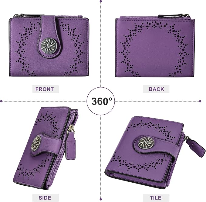 Tipmile Small Wallet for Women Bifold RFID Blocking Card Holder Leather Wallets with Zipper Coin Pocket - Image 9