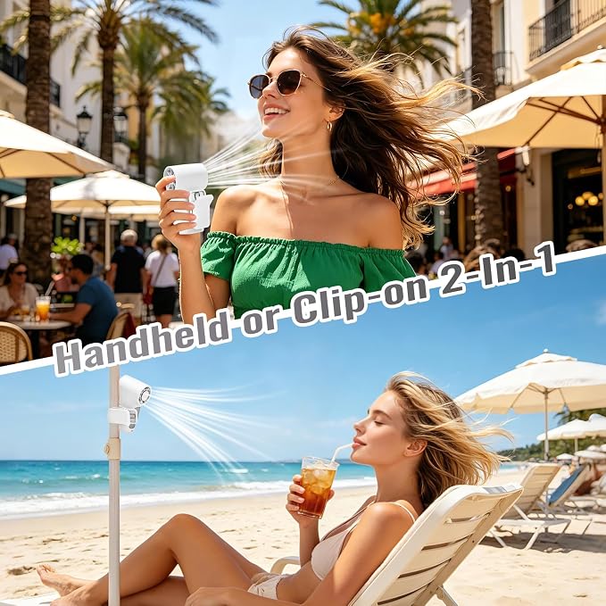 Clip-On Portable Fan Rechargeable Personal Handheld Mini Fan with LED Display Stroller Fan 360° Rotatable Small Bladeless Fan Clip on for Shirt 6-Speed For Outdoor & Travel & Office - Image 2