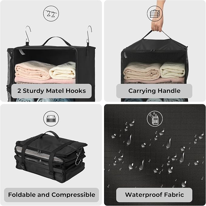 GRANNY SAYS Hanging Packing Cubes, Hanging Suitcase Organizer, XXL-Black | Portable Suitcase Organizer, Travel Packing Organizers, Compression Luggage Bags for Clothes, Carry on Closet Suitcase - Image 5