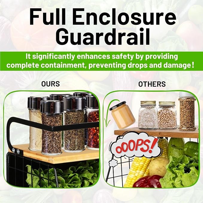 2 Set Magnetic Shelf for Refrigerator with Wood Lid, Fruit Potato & Onion Storage Bins, Pantry Organizers & Storage, Large Container Magnetic Spice Rack for Refrigerator, Kitchen Counter, Cabinet | Strong magnet holds 50lbs, ventilated bin for produce,... - Image 7