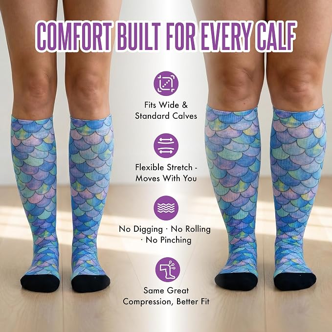 Crazy Compression Socks, Comfortable Support Socks for Recovery, Travel, Hiking, and Long-Hour Comfort w/Fun Designs - Image 8