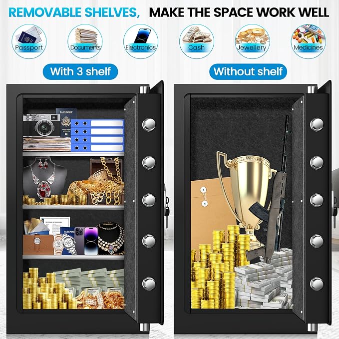[ ] [ °] True Fire Proof Safe | 7.2 Cuft Large Fireproof Safe for Home With Removable Shelf, Heavy Duty Safe Box with Anti-theft for Cash Valuables - Image 7