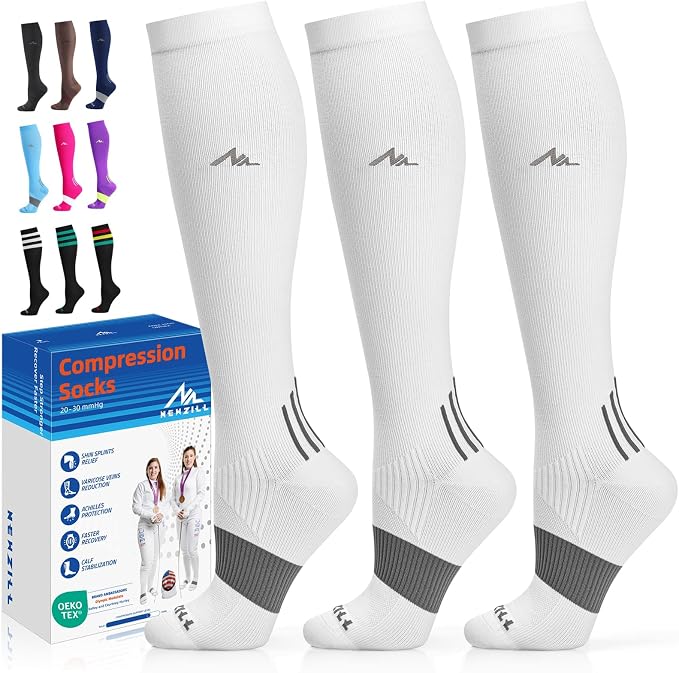 NEWZILL Medical Compression Socks for Women & Men, 20-30 mmHg Knee-High Support for Circulation, All-Day Comfort for Work Travel Running Cycling and Fitness by NEWZILL