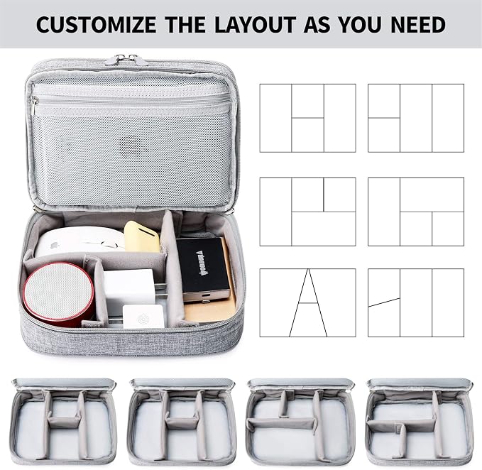 Lanola Travel Cable Organizer Bag, Electronic Accessories Case Portable Double Layer Cable Storage Bag for Cord, Charger, Flash Drive, Phone, SD Card,Personal Items - (Grey) - Image 5