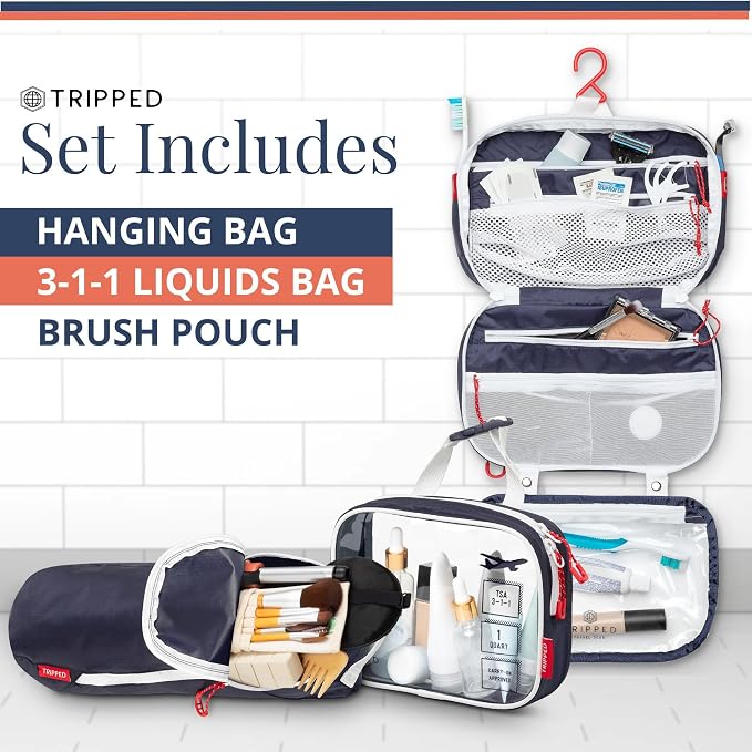TRIPPED Travel Gear 3-Piece Travel Toiletry Bag Set | Includes Hanging Toiletry Bag, 311 TSA Liquid Bag, and Accessory Organizer Pouch with Lightweight Ripstop Construction - Image 7
