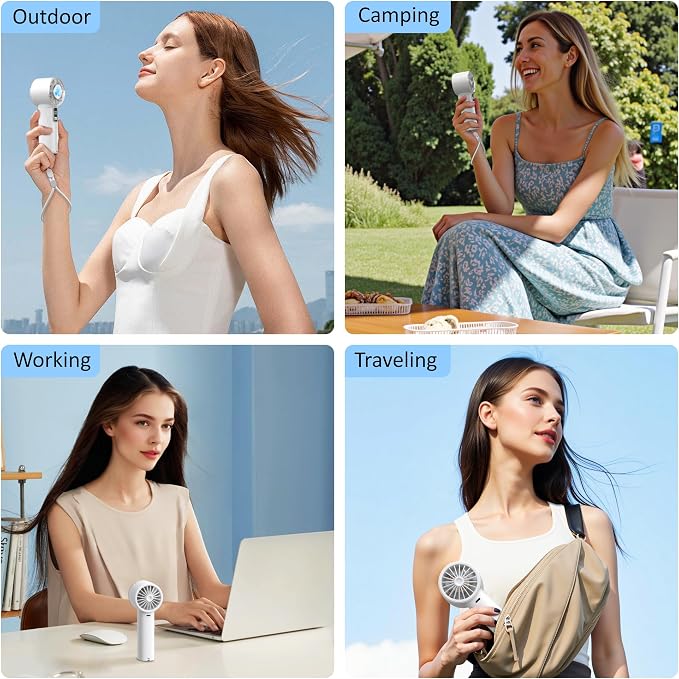 Handheld Fan with Ice Cooler, Mini Portable Fan Rechargeable, 18Hrs Cooling, 0-100 Adjustable Speed, Small Yet Powerful, Personal Hand Fans for Travel, Beach, Outdoor, Makeup, Gifts for Women - Image 7