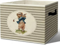 Rustic Bear Golf Storage Bins Boxes with Handles | toys books clothes, grey striped nursery foldable basket for organizing bedroom toddler room playroom by Unknown