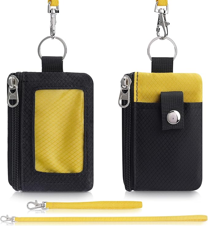 Artpaxy Minimalist Wallet For Mens Womens, Keychain RFID Blocking Zipper Small Wallet with ID Window 2 Lanyards,Water Resistant Travel Cash Card Coin Case Boys Girls - Image 7