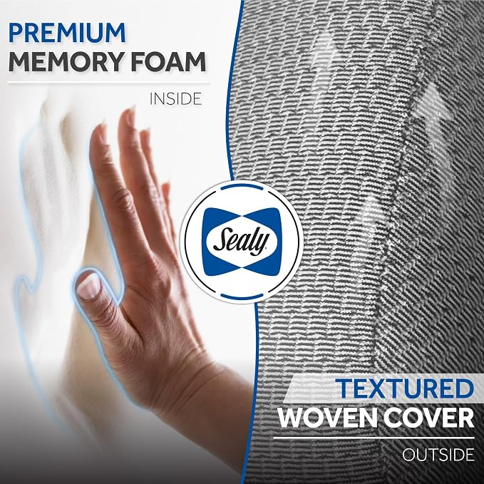 Sealy Ergonomic Memory Foam Travel Neck Pillow - Premium Cervical Neck Pillow for Airplanes, Designed for Comfort, Adaptive Ergonomic Support, Travel Essentials, Grey - Image 6