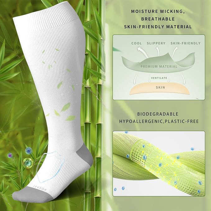 LEVSOX Wide Calf Compression Socks for Women&Men Plus Size 15-20mmHg Knee High Large Support Stockings for Circulation - Image 3