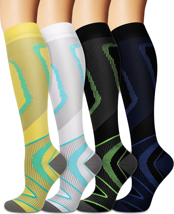 Sooverki Compression Socks for Women and Men Circulation (3/4 Pairs) is Best Support for Running Athletic Cycling Hiking by Sooverki