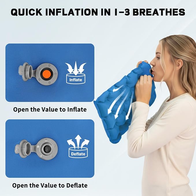 EULANT Lightweight Inflatable Seat Cushion,Compact Travel Cushion Pad | Stadium Seat Pad Camping Travel Air Seat Cushion for Airplane Hiking Bleachers Office Home Sports Events - Image 5
